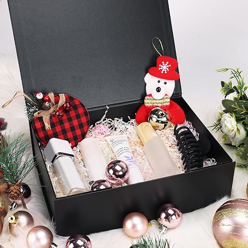 Miniatura 6 de Giftgarden Paquete de 4 cajas de regalo azules de 8 x 8 x 4 pulgadas con tapas magnéticas, caja de regalo cuadrada plegable para regalos, bodas,