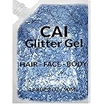 Face, Body & Hair Glitter Gel - Halloween Glitter for Kids and Women - 3 Oz Cosmetic-Grade Gel w/Moon & Stars for Festivals & Halloween Party, Easy Apply & Wash Off - Blue 1Pack