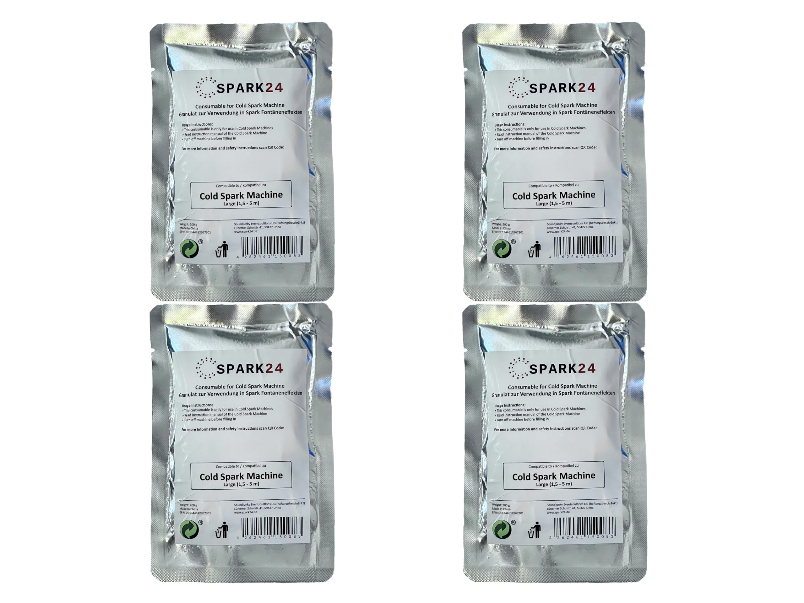 Granulat für Cold Spark Machine 4x Pulver Titan Funken 4er Pack
