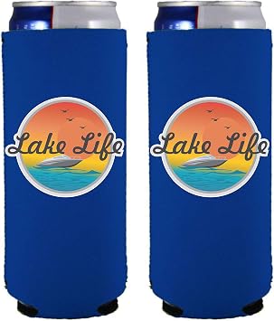 Lake Life Slim Can Coolie 2 Pack, Royal Blue