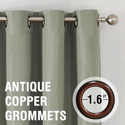 Miniatura 49 de H.VERSAILTEX Cortinas opacas de lino de 96 pulgadas de largo con aislamiento térmico para oscurecer la habitación, cortinas de lino con textura