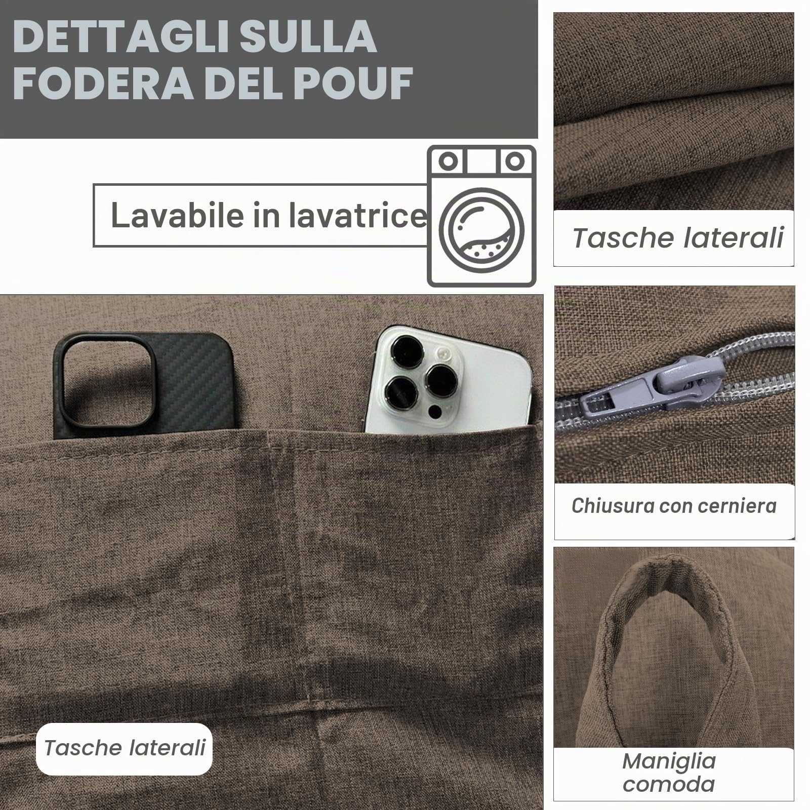 Sacco Seduto per Bambini e Adulti, Coprimaterasso Sacco Seduto Senza Riempimento, con Cerniera, per Adulti e Bambini, 100 x 120 cm Poltrona Sacco per Camera da Letto, Ufficio, Soggiorno, Terrazza