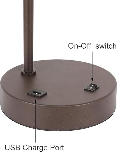 Miniatura 5 de XiNBEi Lighting XB-TL1230-DB - Lámpara de mesa con pantalla de tela, moderna lámpara de hierro con acabado de bronce oscuro para dormitorio, sala de