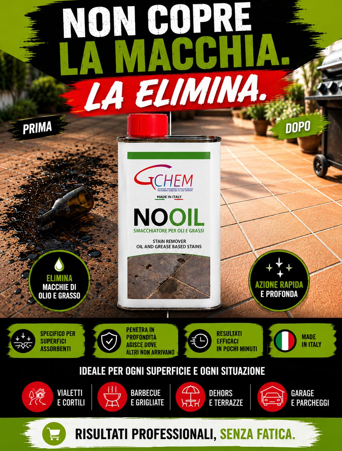 Smacchiatore Professionale Rimuovi Macchie di Olio e Grasso da Marmo, Cotto, Pietra e Cemento - smacchiatore efficace per rimuovere macchie di olio e grasso da qualsiasi superficie in pietra