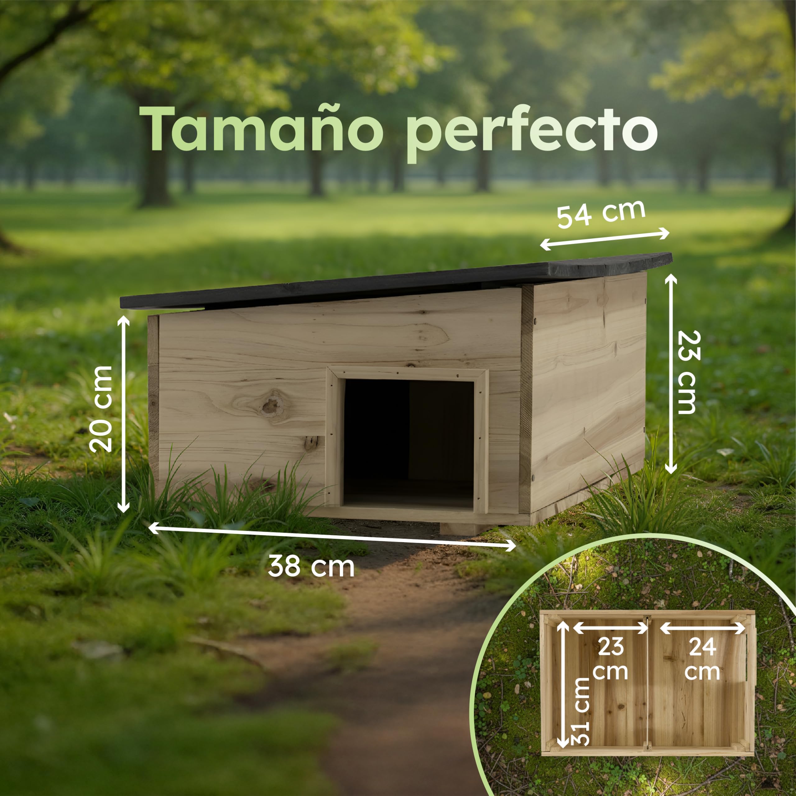 Moorland Casa de hibernación para erizos – Refugio Invierno FSC 54×38 cm con Base, Entrada laberíntica ventilada, Techo extraíble, Resistente al Clima para Uso en jardín