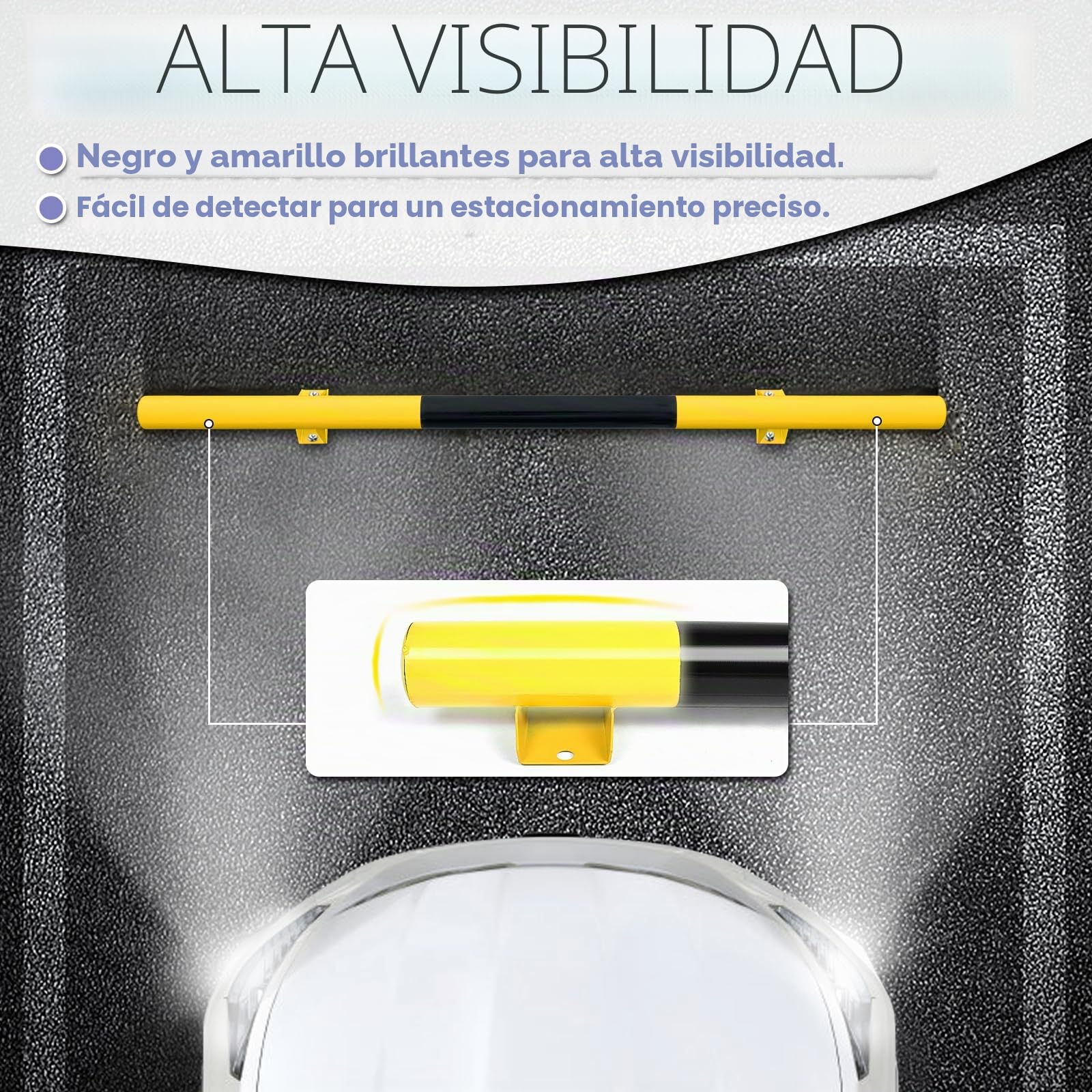 Froadp 1 tope de rueda de bloqueo de aparcamiento de 180 cm, ayuda de aparcamiento para coche, de acero grueso, con 4 tornillos de expansión, accesorio para garaje, para aparcamientos y garajes