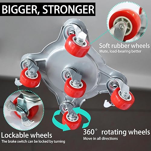 Miniatura 5 de Ampliación grandeMueva de muebles y rodillos para muebles con 5 ruedas, panel de acero al carbono, elevador de muebles de hasta 2200 libras, para