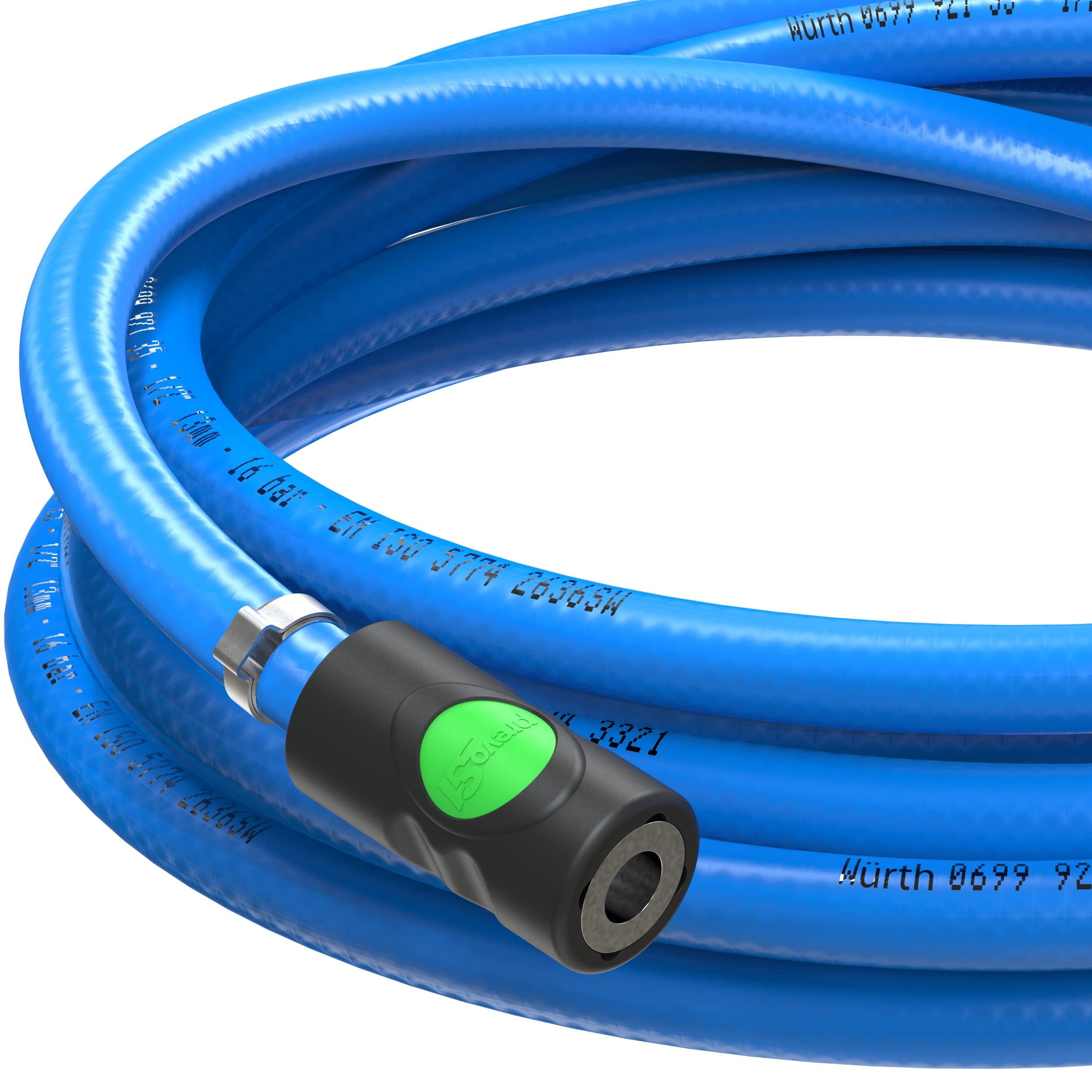AUPROTEC Druckluftschlauch Set 13mm Ø Innen 3m PVC-Schlauch I Mit Prevost S1 Sicherheits Kupplung für Druckluft-Kompressor I Würth Kompressorschlauch hochflexibel