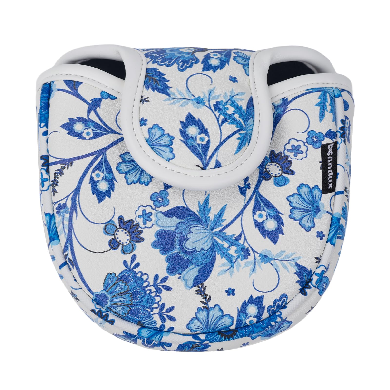 Andux Blue and White Porcelain Pattern PU Golf Putter Head Covers with Magnetic Closure MT/TG26 (Semicircle) โ image 1
