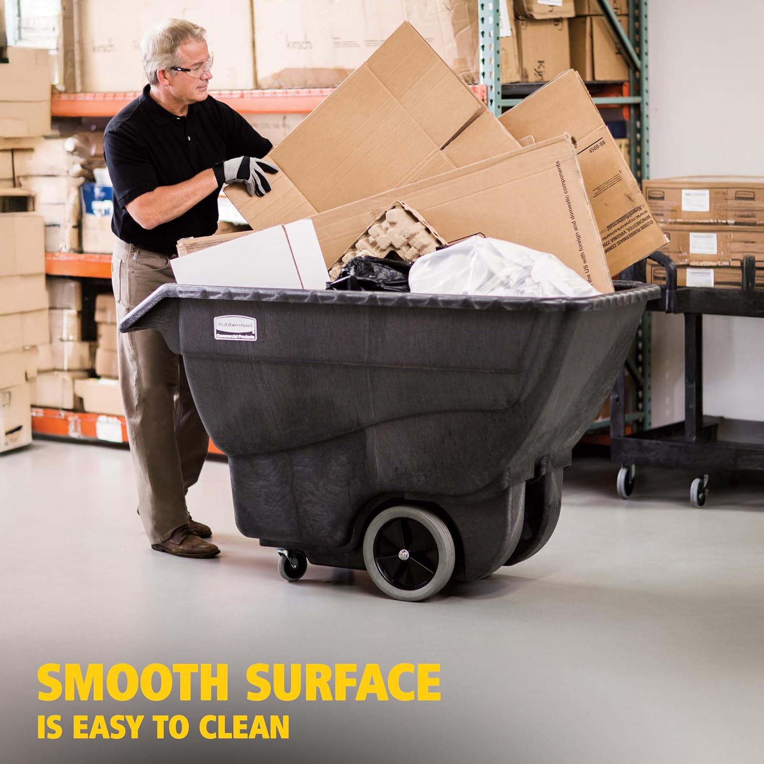 Rubbermaid Commercial Products Tilt Dump Truck, 450 lbs 1/2 Cubic Yard Heavy Load Capacity with Wheels, Black, Trash Recycling Cart for Construction/Commercial/Industrial Transportation