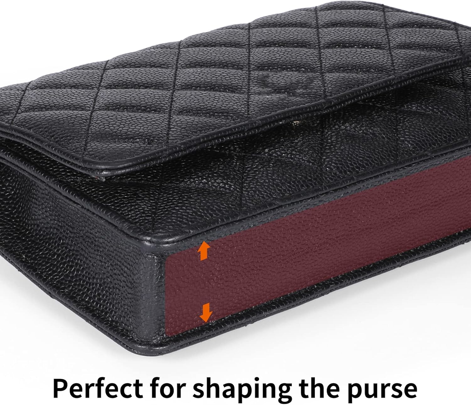 Leather Base Shaper for WOC Handbag, Saver and Insert for Wallet on Chain Bag, Ultimate Protection and Support (Wine-Leather, 7" x 1.2")