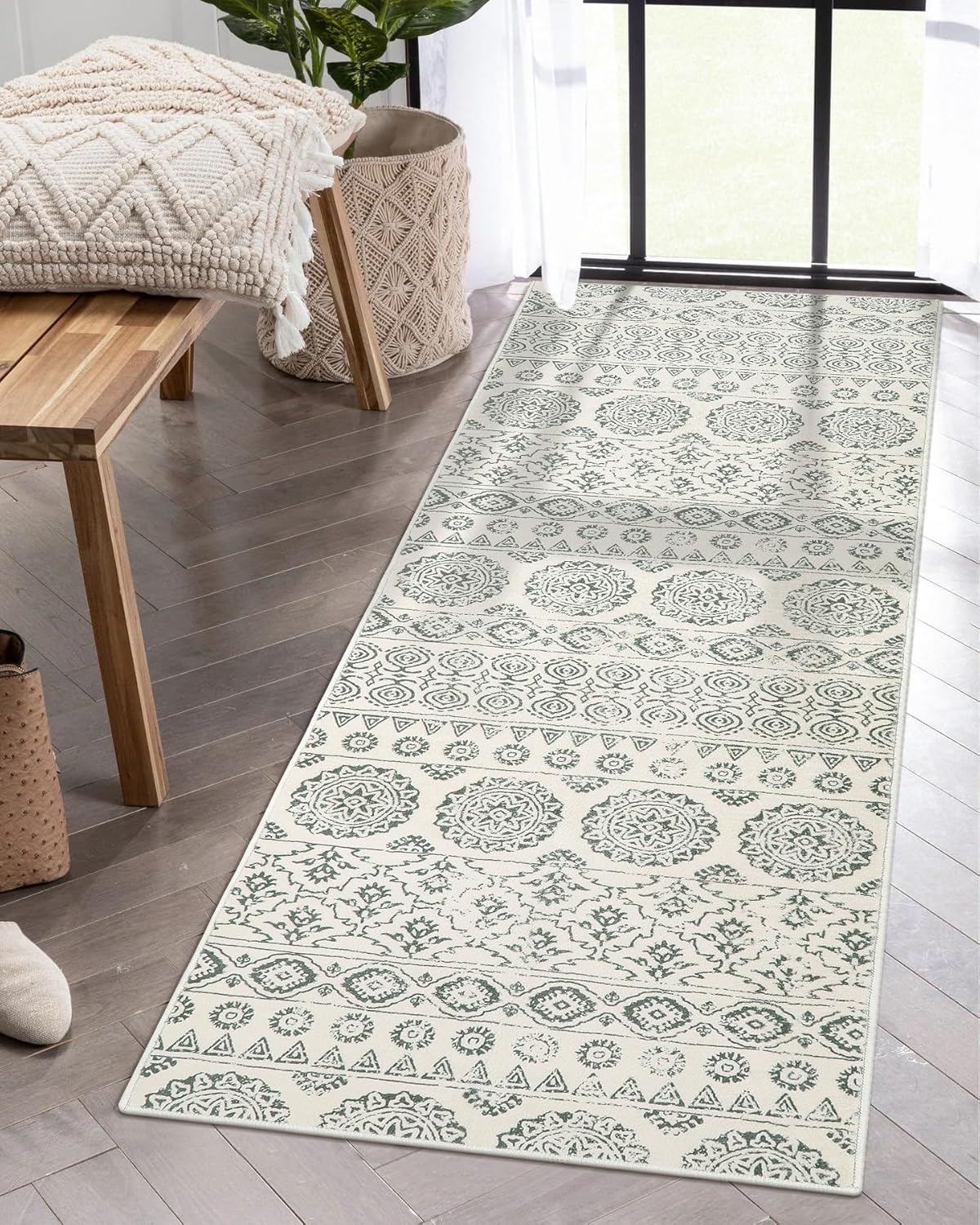 Lahome Runner Rug Bathroom Runner, Machine Washable Grey