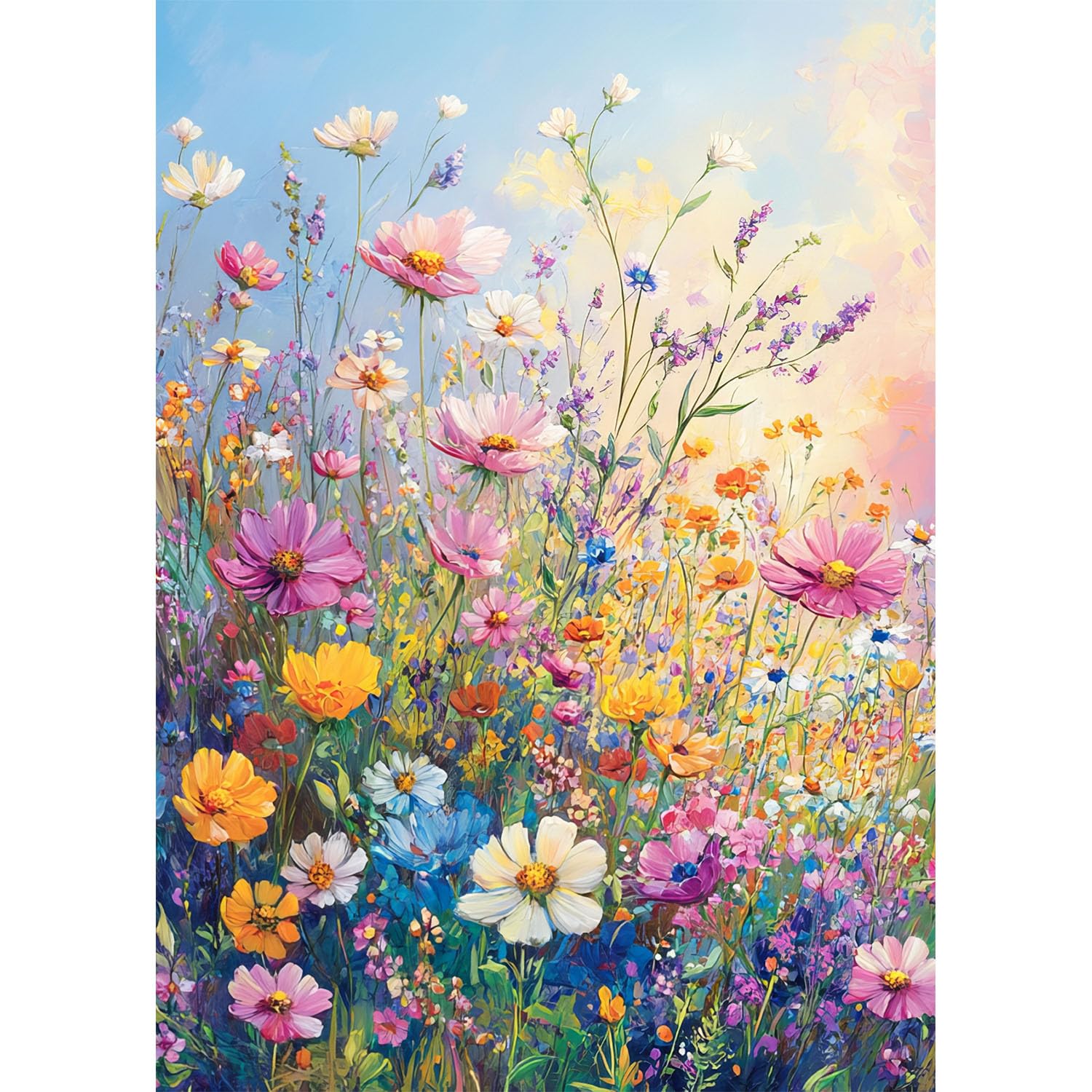 HOIYLDS Diamond Painting Kits for Adults - Wild Flower Meadow Diamond Art Kits for Adults Beginner, DIY Full Drill Diamond Dots Paintings with Diamonds 5D Gem Art and Crafts Home Wall Decor 12x16inch