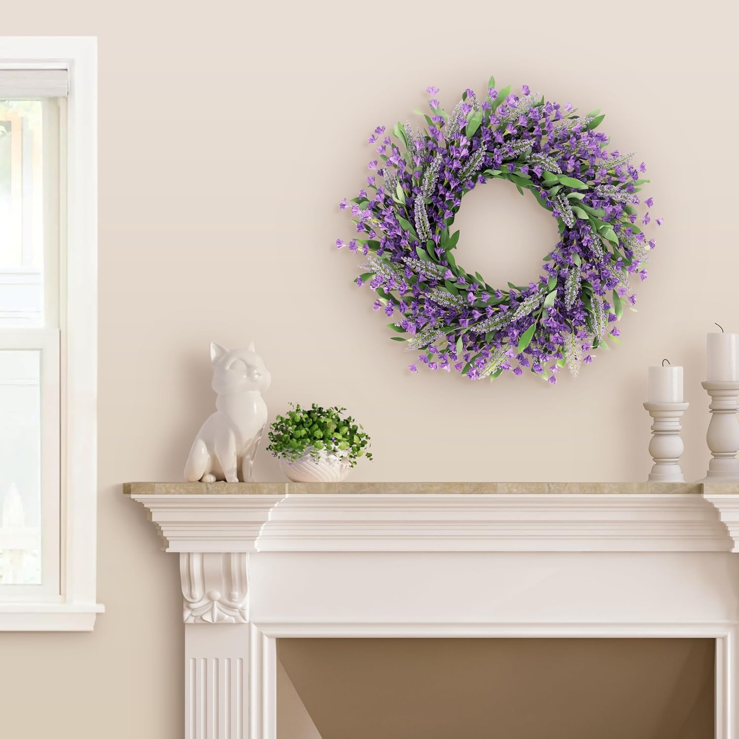 Puleo International 24" Artificial Lavender Spring Wreath