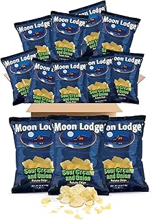 Moon Lodge 12 Pack Sour Cream & Onion Potato Chips – Kosher & Halal Snacks for All Ages, Perfect for Parties & Movie Nights (1.5 Oz Bag)