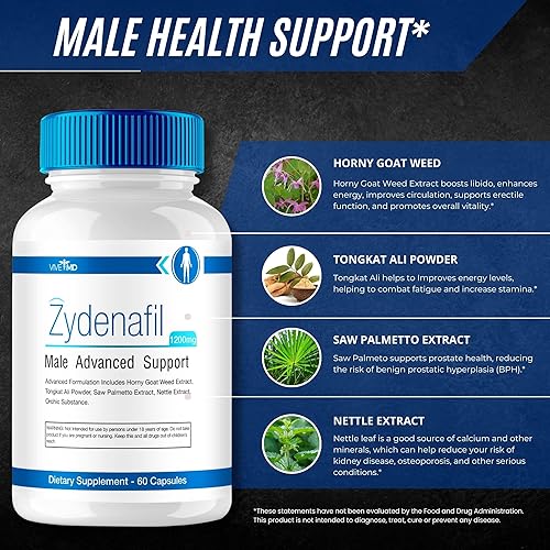 Miniatura 8 de Zydenafil pastillas para hombres fórmula avanzada  Zydenafil Male Pills  Zydenafil 1200mg para una máxima fuerza con Tongkat Ali, Saw Palmetto,