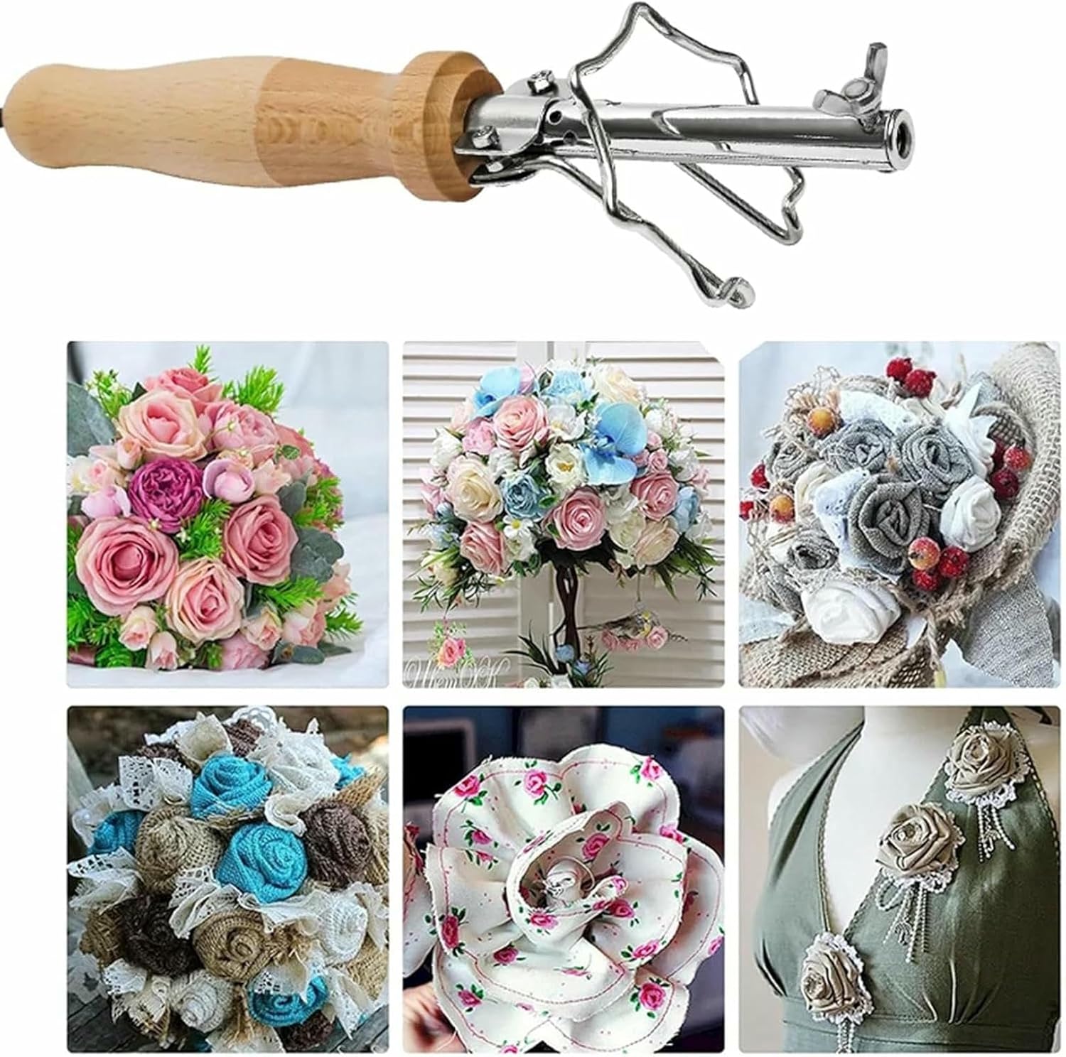 Electric Fabric Flower Making Tools Kit with 17 Heads Fake Flower Making Soldering Iron DIY Silk Flower Making Tools Set~/
