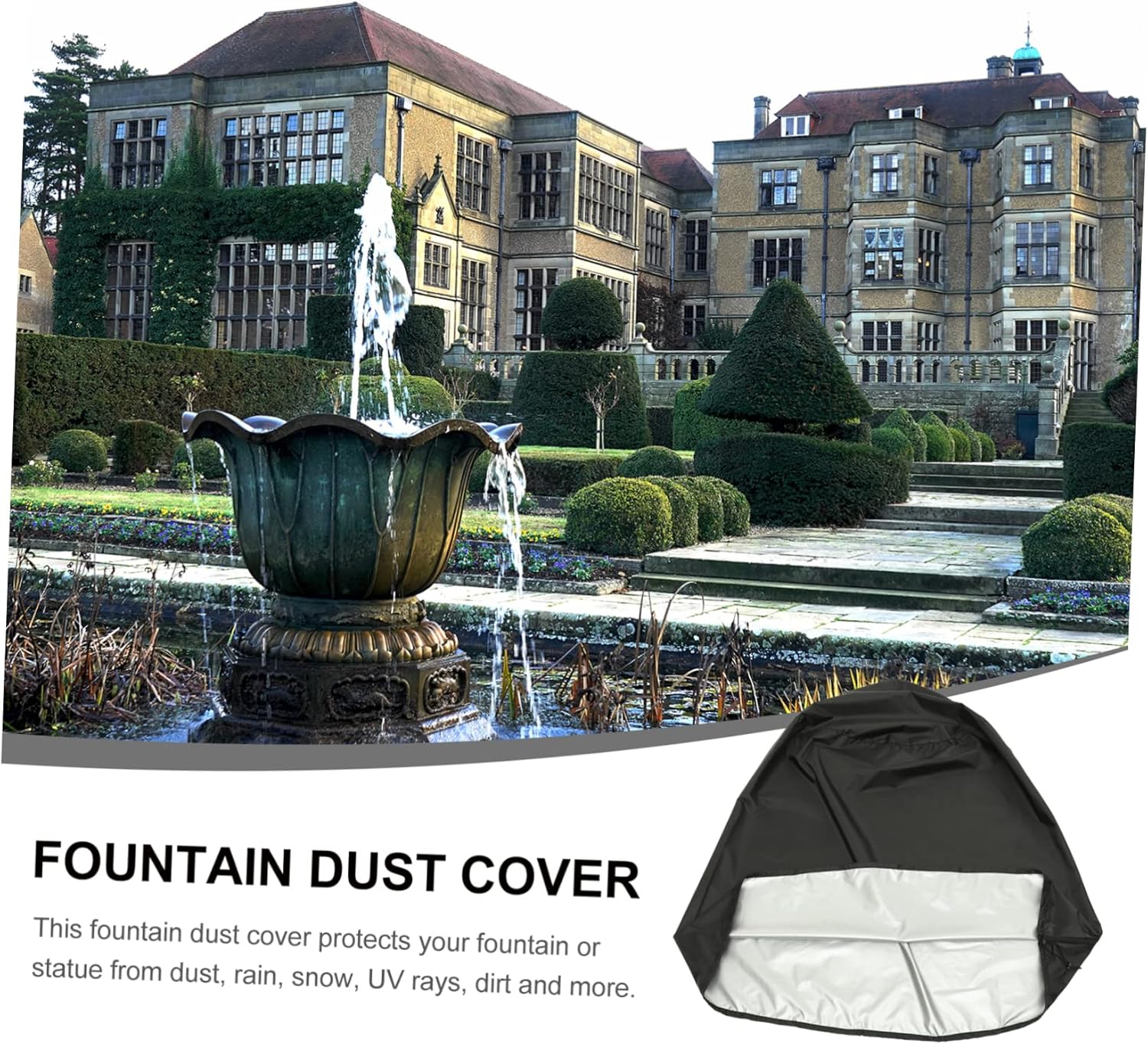 Garden Fountain Cover Oxford Cloth Protective Shield for Outdoor Use x Dustproof Winter Protector Drawstring for Fountains