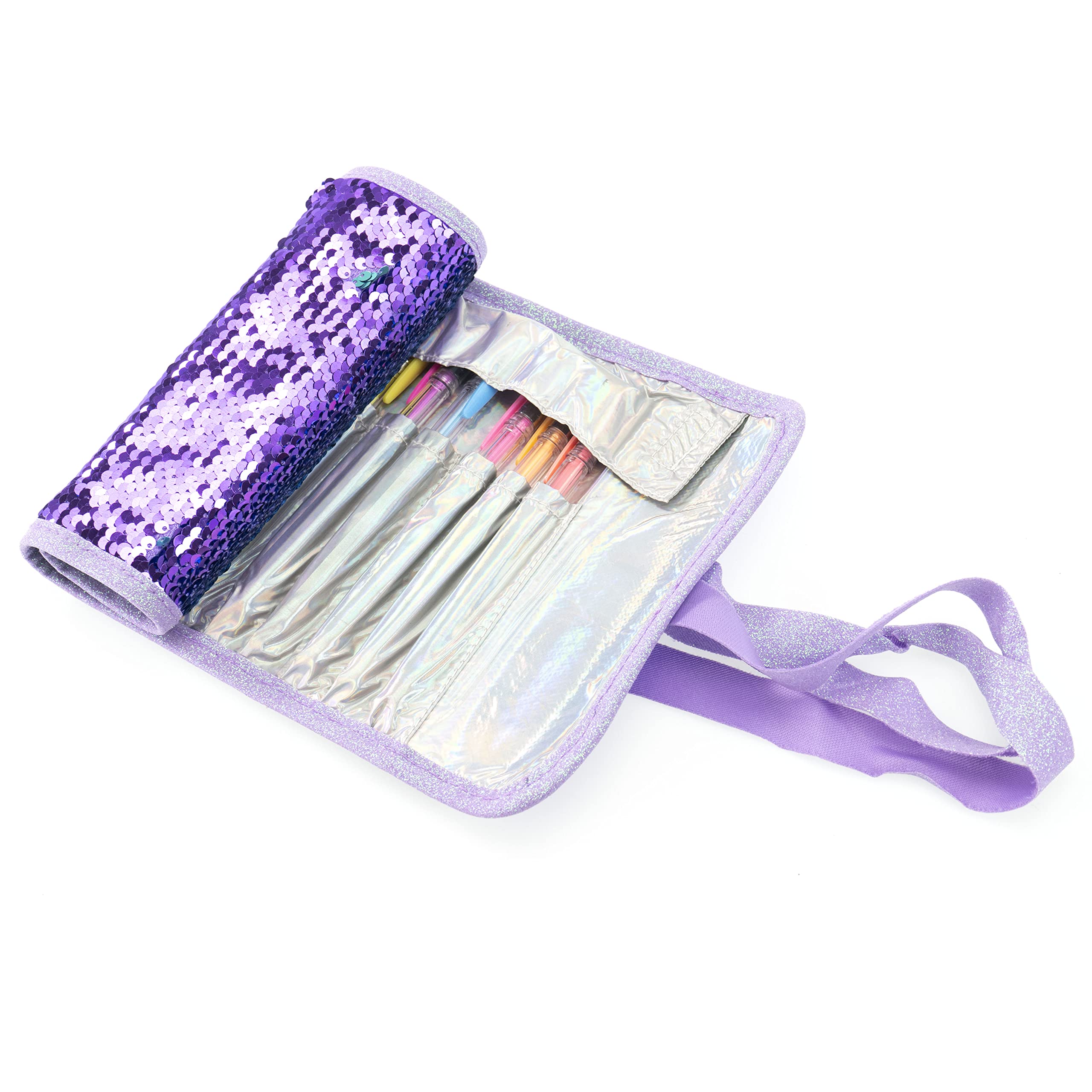 Astuccio Scuola Girabrilla Puffer 3 Scomparti - Con Unicorno, Effetto Piumino, Colore Viola - Foto 4