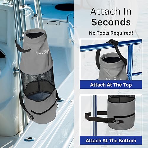 Miniatura 5 de Bolsa de basura para botes, tela Oxford de malla 600D duradera, cremallera inferior y lavable, ideal para barcos, kayaks, cámperes, caravanas y más