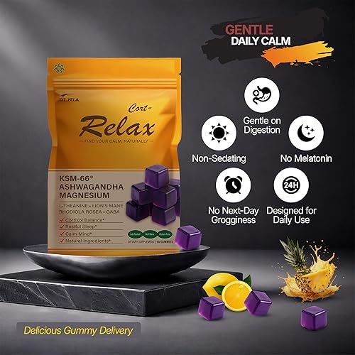 Miniatura 2 de DLNIA Gomitas de cortisol con glicinato de magnesio, Ashwagandha, 120 unidades