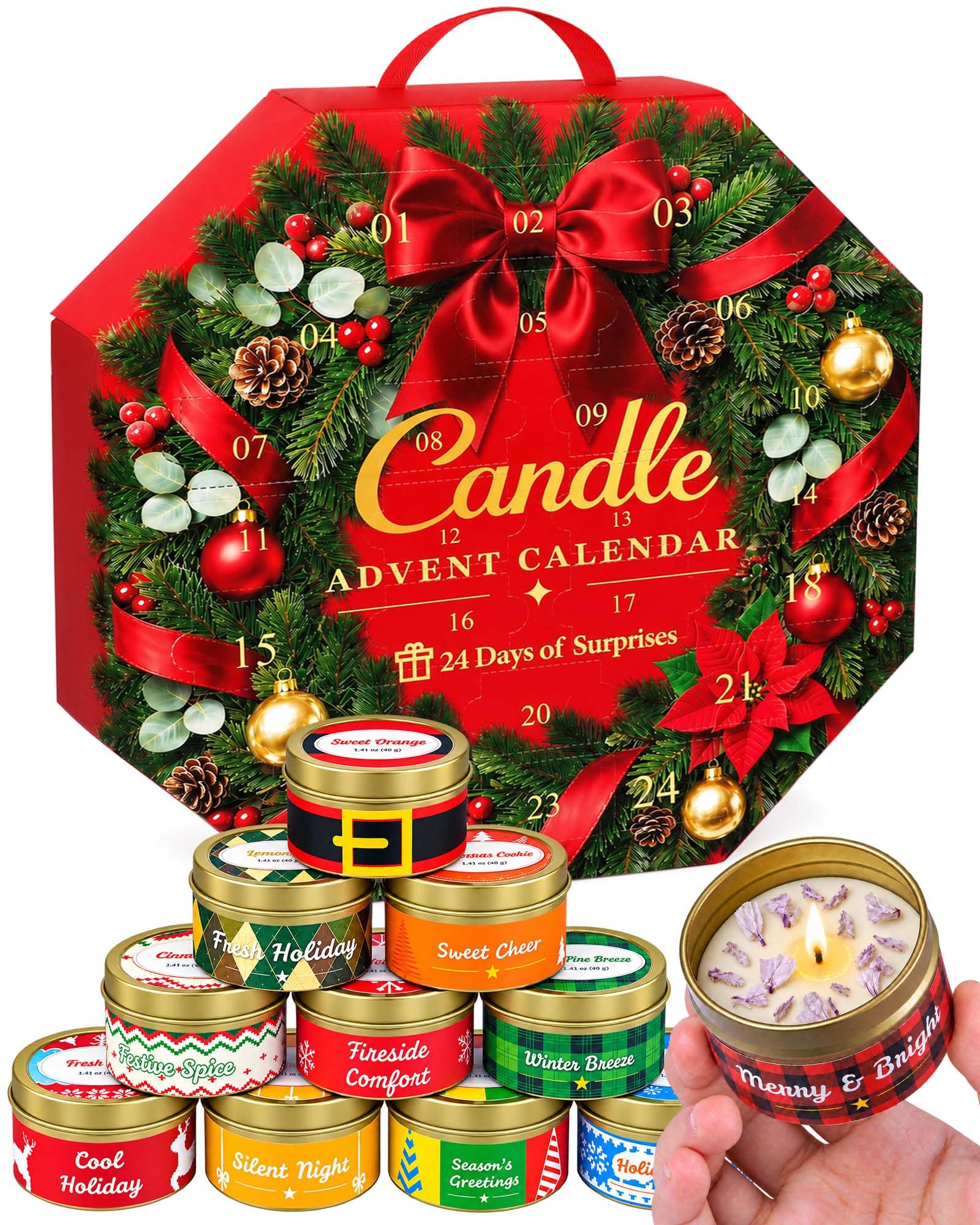 Candle Advent Calendar, 24 ct