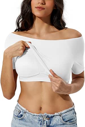 ZeroBound Built-in Shelf Bra Off Shoulder Top for Women