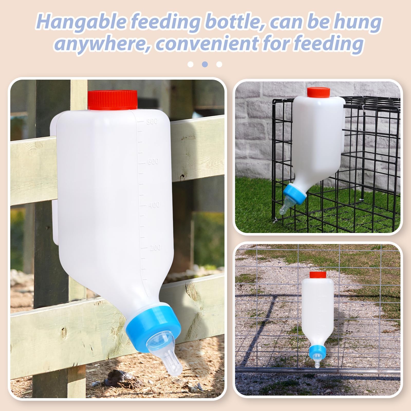 3 Packs Biberon d'agneau & Chèvre 1L - Seau à Lait en Bouteille pour Allaitement d'Agneaux & Bébé Chèvre - Système de Boisson Suspendue - Biberon Chevreaux 1000ML (3 Pieces - 1L) - 5