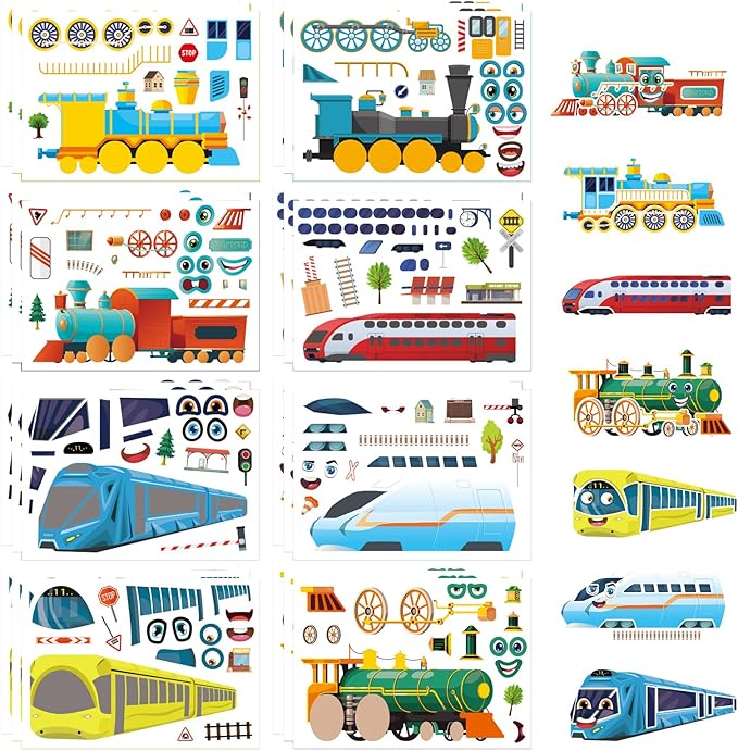 Amazon.com: DUJAA 24 Sheets Train Stickers for Kids, Make Your Own ...