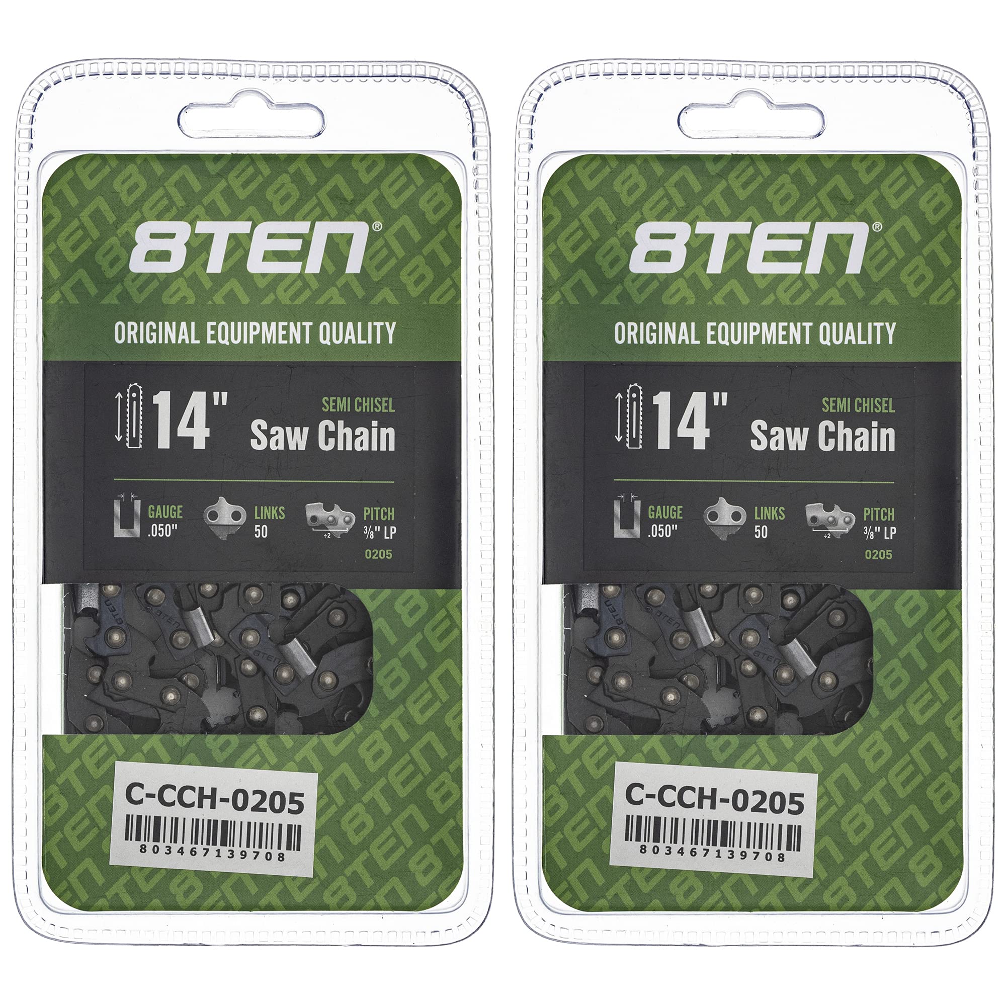 Amazon.com: 8TEN Semi Chisel Chainsaw Chain 14 Inch .050 3/8 LP