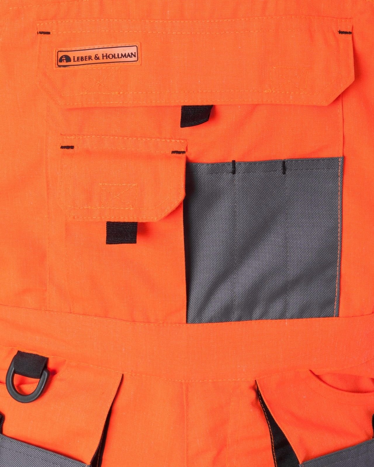 Leber&Hollman Arbeitslatzhose Arbeitshose Sicherheitshose Warnhose Latzhose Warnbekleidung 2 Farben (LH-FMNX-B) (54, orange)