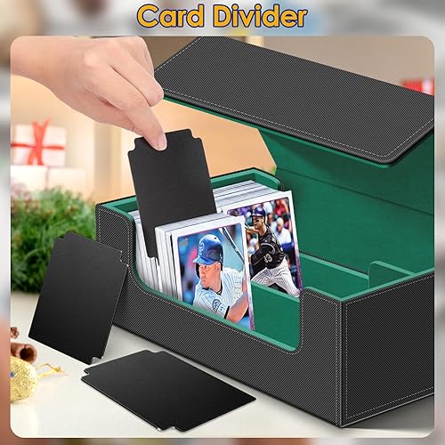 Miniatura 5 de Homthy Funda de cuero con cierre magnético para tarjetas intercambiables, caja de almacenamiento de tarjetas mágicas para YuGiOh, MTG y tarjetas