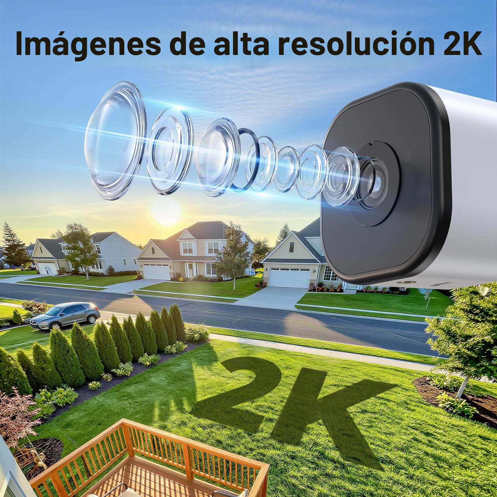 Codnida 3MP Cámara de Seguridad para Ventanas de para el Hogar, 2K Cámara Interiores con Adhesivo, Detección de Movimiento, Visión Nocturna a Color, Audio Bidireccional, Antirreflejos, 2.4/5GHz WiFi