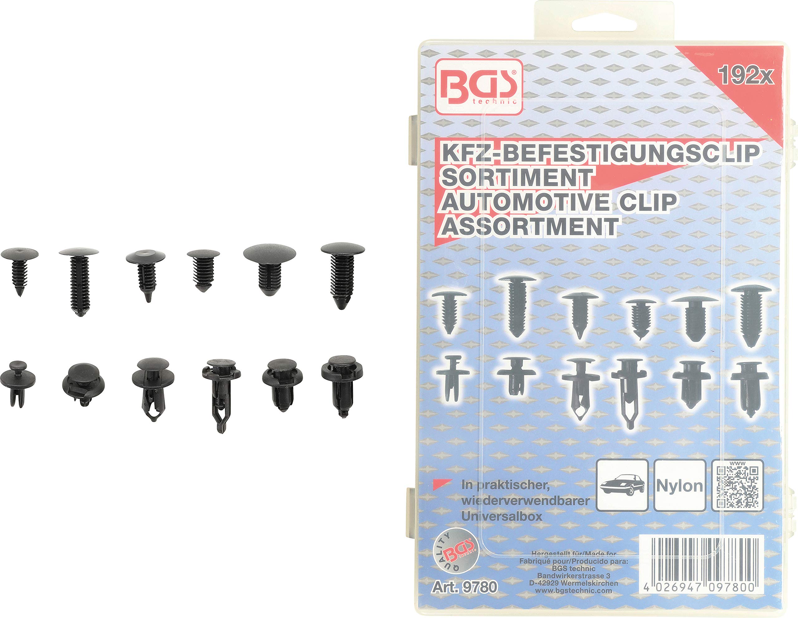 BGS 9780 | Automotive Clip Assortment | Universal | 192 pcs.