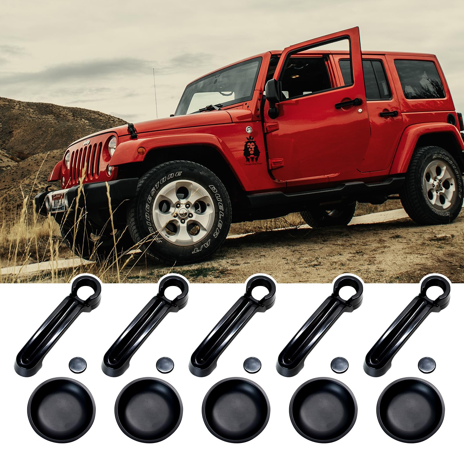 ETL INDUSTRIES15PCS Door Handle Inserts Cover Kit & Tailgate Handle Cover & Door Handle Recess Guards for Jeep Wrangler JK JKU 2007-2017 Black Exterior Accessories