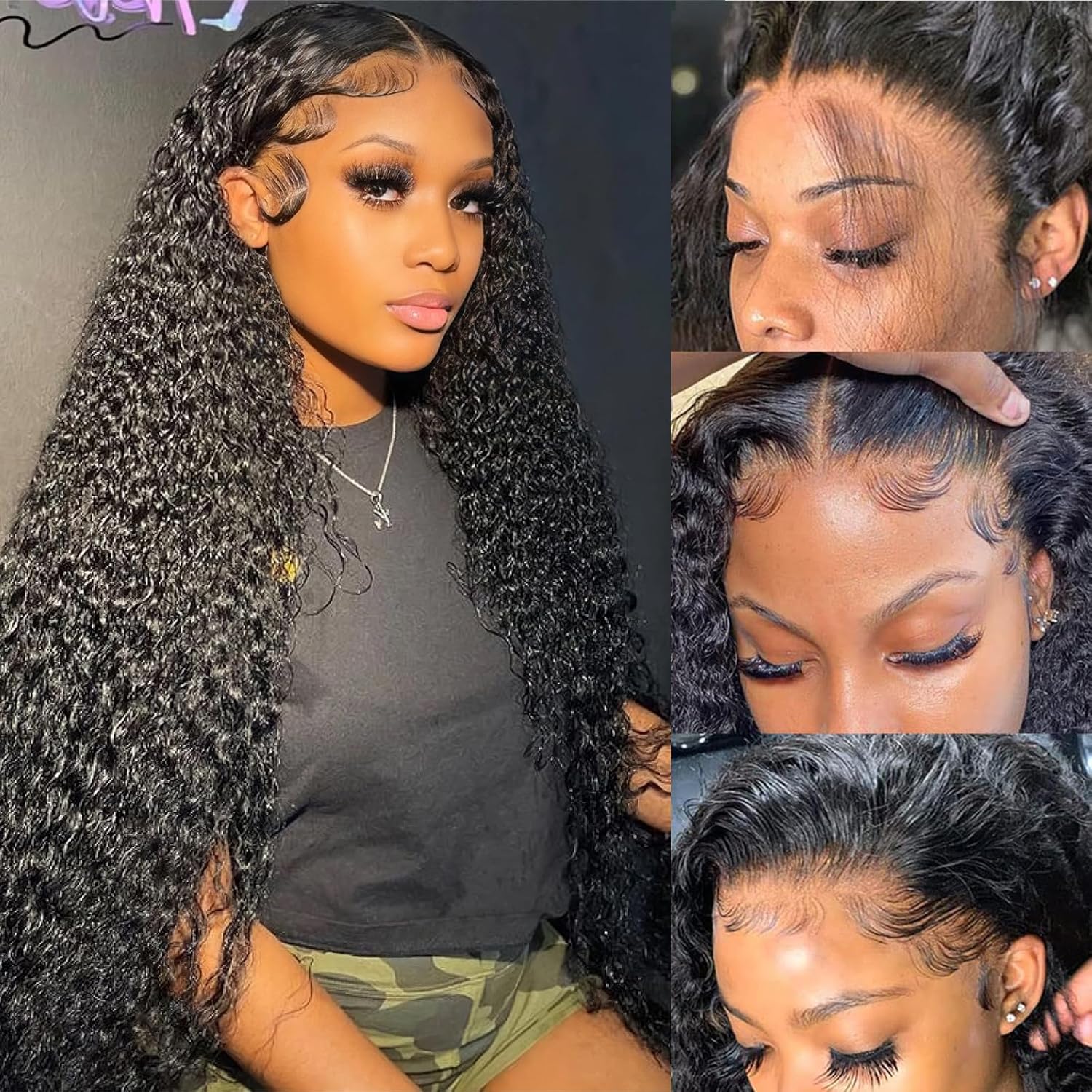 Deep Wave Lace Front Wigs Human Hair 180 Density 13×4 HD Transparent Frontal Wigs Human Hair for Women Deep Curly Glueless Wigs Human hair Pre Plucked with Baby Hair Natural Black 20Inch Deep Wave Lace Front Wigs Human Hair 180 Density 13×4 HD Transparent Frontal Wigs Human Hair for Women Deep Curly Glueless Wigs Human hair Pre Plucked with Baby Hair Natural Black 20Inch