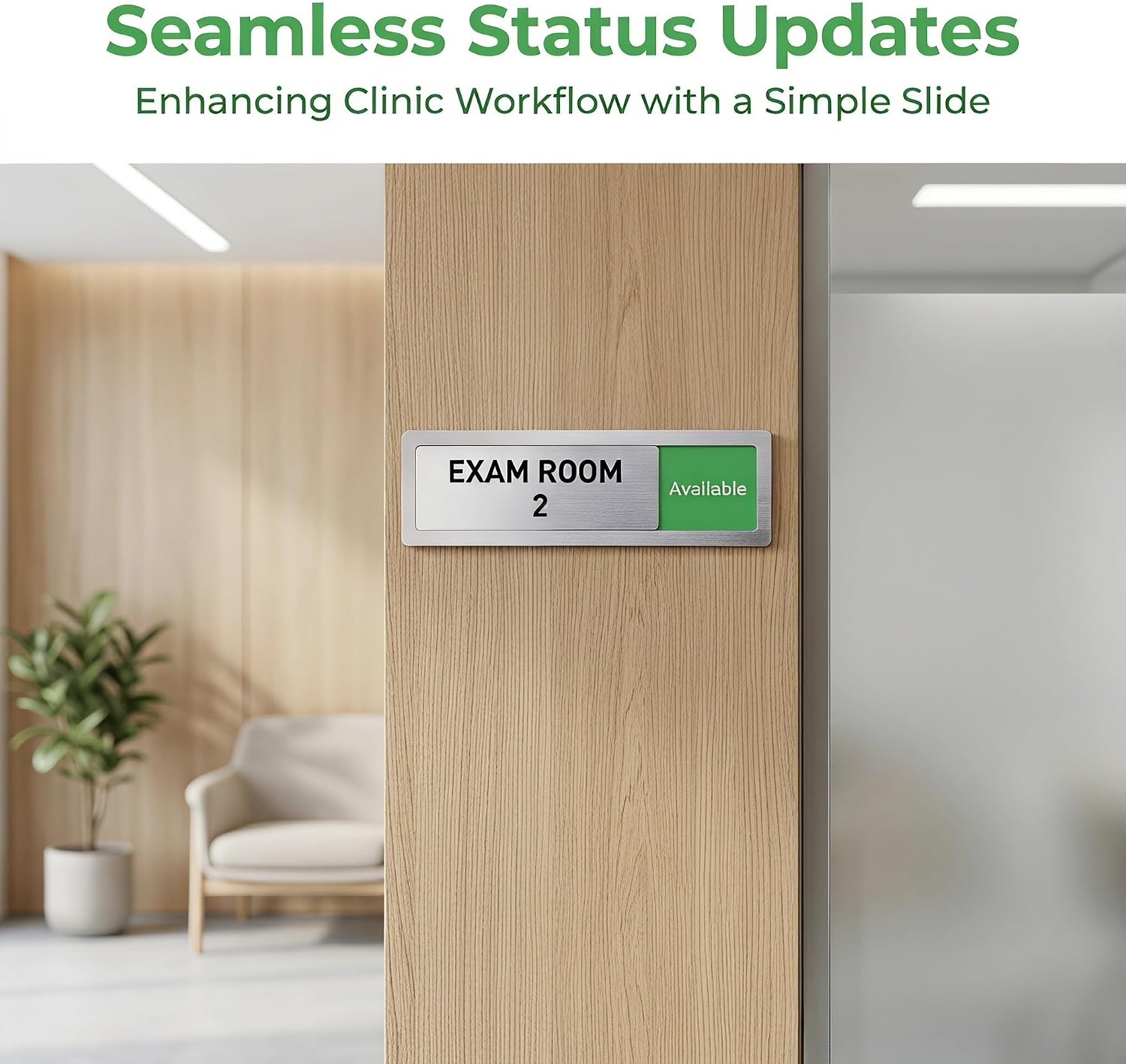 2pcs Sliding Room Status Sign for Door, Acrylic Material with Adjustable Markers and Quiet Operation, Universal Wall Compatibility, Self-adhesive Installation, for Clinic