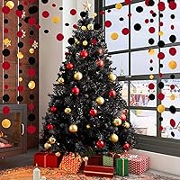 Vista 8 de pinkblume Guirnalda de lunares de puntos circulares para fiestas, papel de lunares colgante, papel de polka dorado negro rojo para graduación