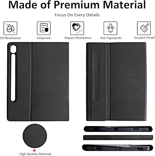 Miniatura 7 de Funda con teclado para Samsung Galaxy Tab S9 Plus con soporte para bolígrafo, funda para teclado Bluetooth, 7 colores, retroiluminada, teclado