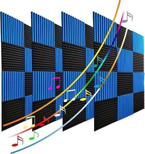 Yaolabjer Espuma acústica, paquete de 48 paneles acústicos absorbentes de sonido, paneles de espuma a prueba de sonido de 12 x 12 x 1 pulgadas,