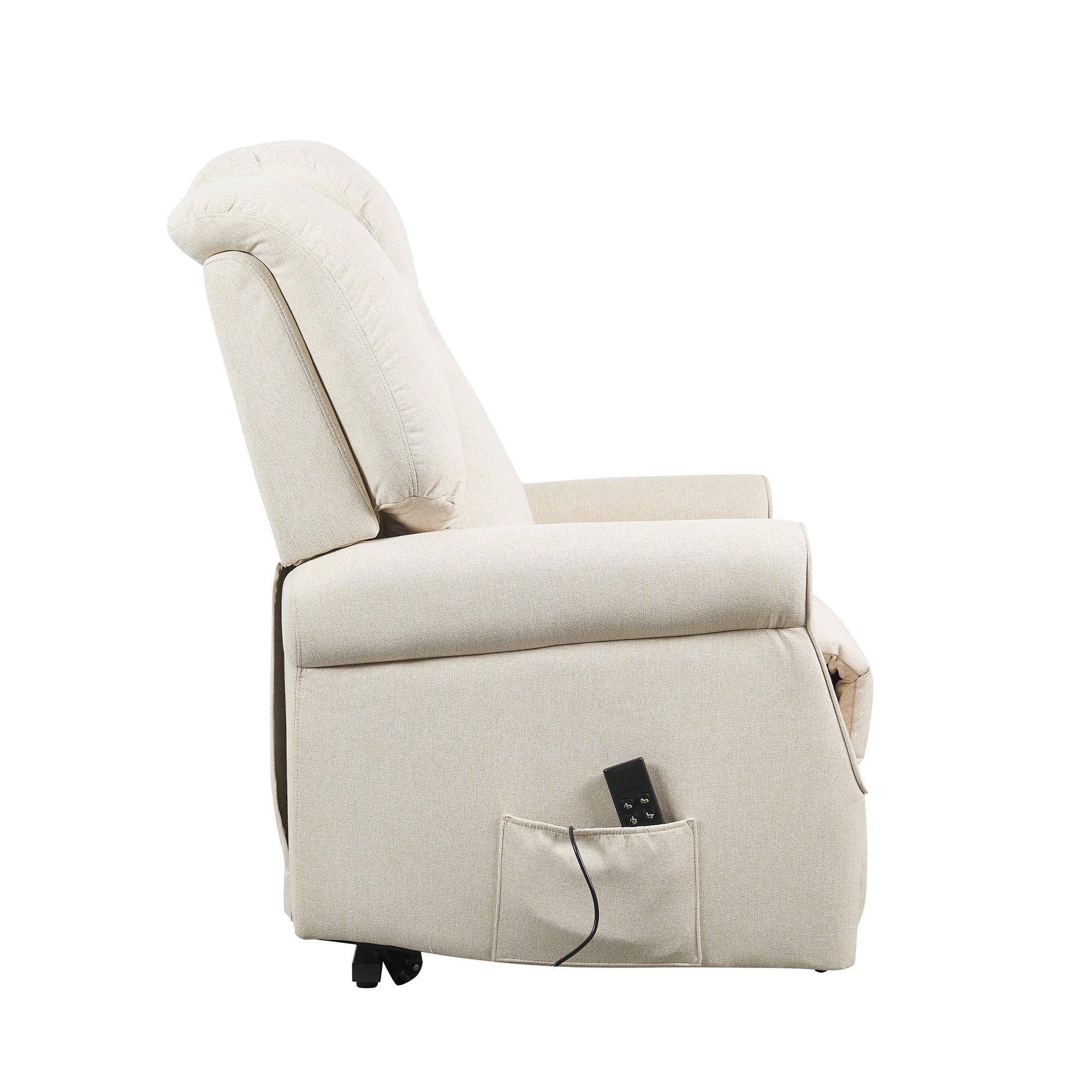 POLTRONE ITALIA Poltrona Relax Alzapersona Zero Gravity 2 motori reclinazione indipendente schienale pediera Carrello retrattile per spostamento utente antimacchia anziani soffice Beige