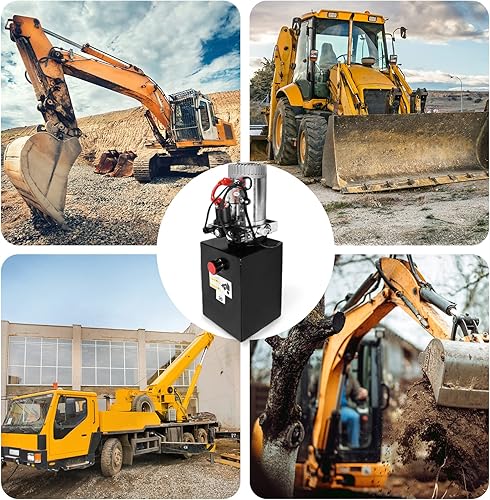 Miniatura 6 de Unidad de potencia hidráulica de 6 cuartos de galón y 6 vías, bomba hidráulica solenoide de doble efecto de 12 V CC con depósito de plástico para