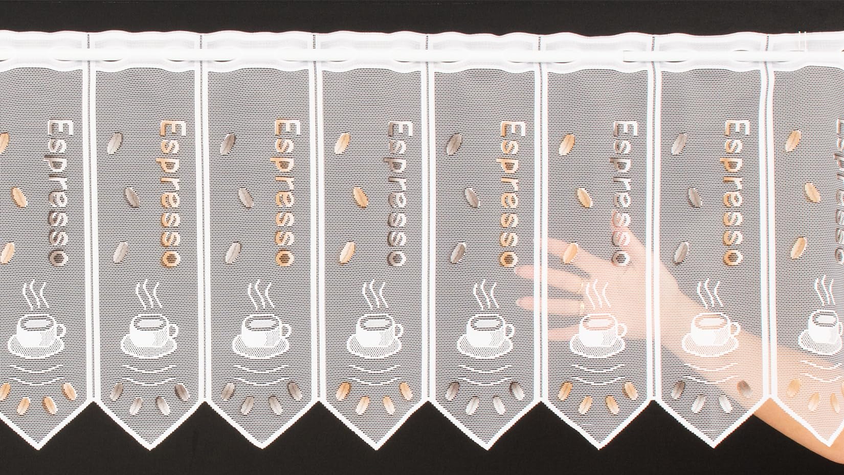 Scheibengardine Espresso 45x329 cm H/B weiß braun Creme Bistrogardine Vorhang Küche 1er Pack