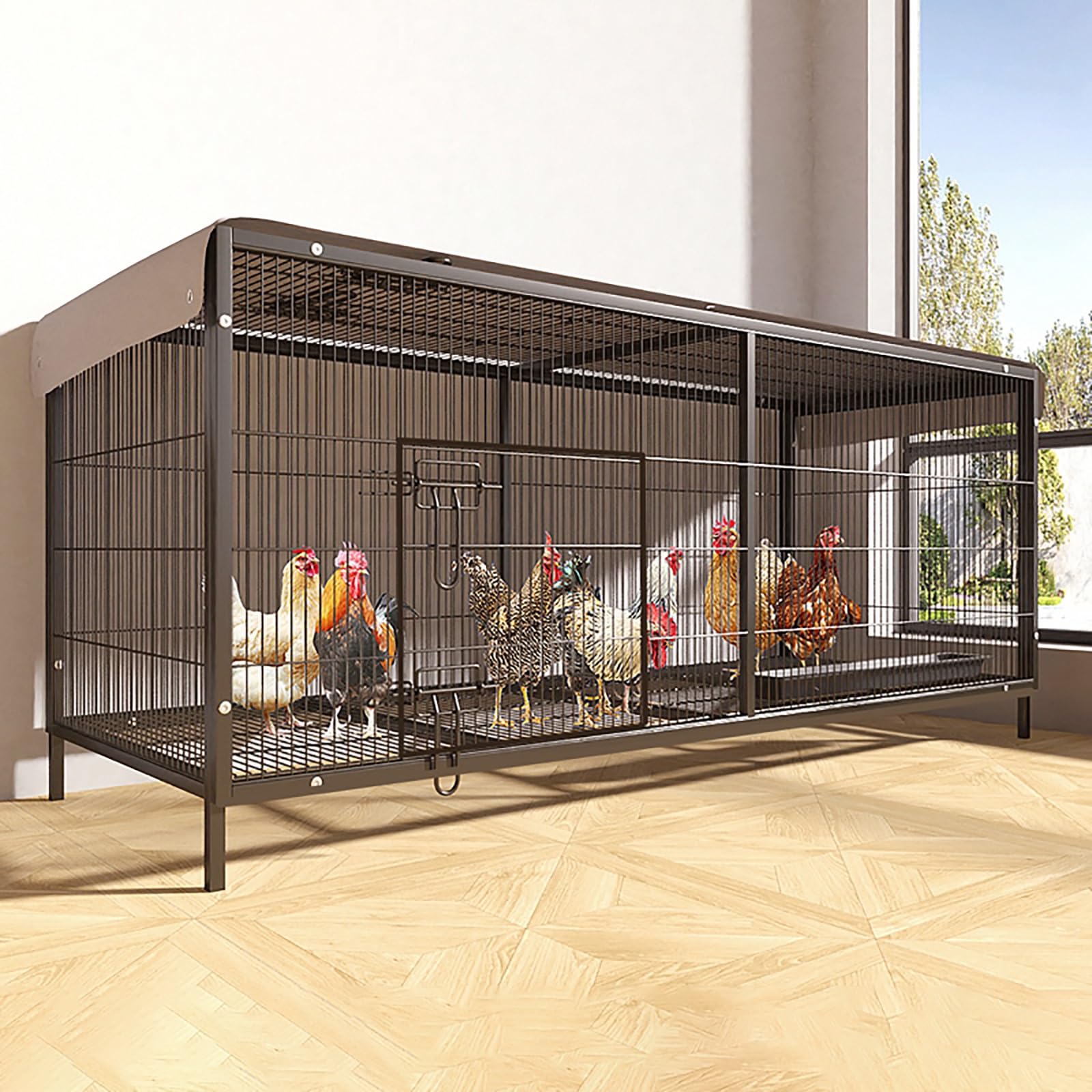 Corral para aves de corral con toldo, parasol impermeable, gran espacio, fácil de limpiar, fuerte capacidad de carga, adecuado para todas las aves de corral