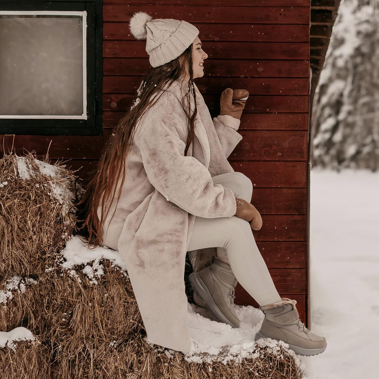 [FitVille] 幅広 冬用 スノーブーツ レディース 2E 4E 冬靴 ウインターブーツ 防寒シューズ 裏起毛 暖かい 保温