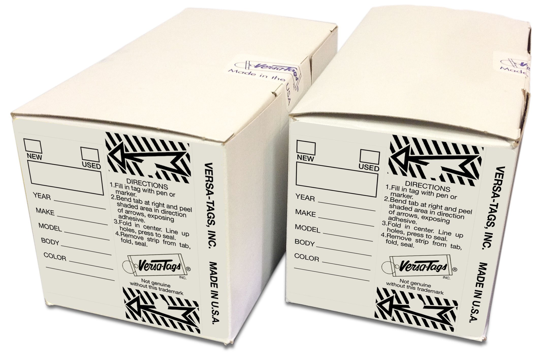 Versa-Tags Two Packs of 250 Dealership Key Tags Bulk - Genuine Versa-tag Key Tags, Self-Protecting, 2 Boxes,Car Key Tags with Ring Included, Automotive Repair Shop Key Tags (White)