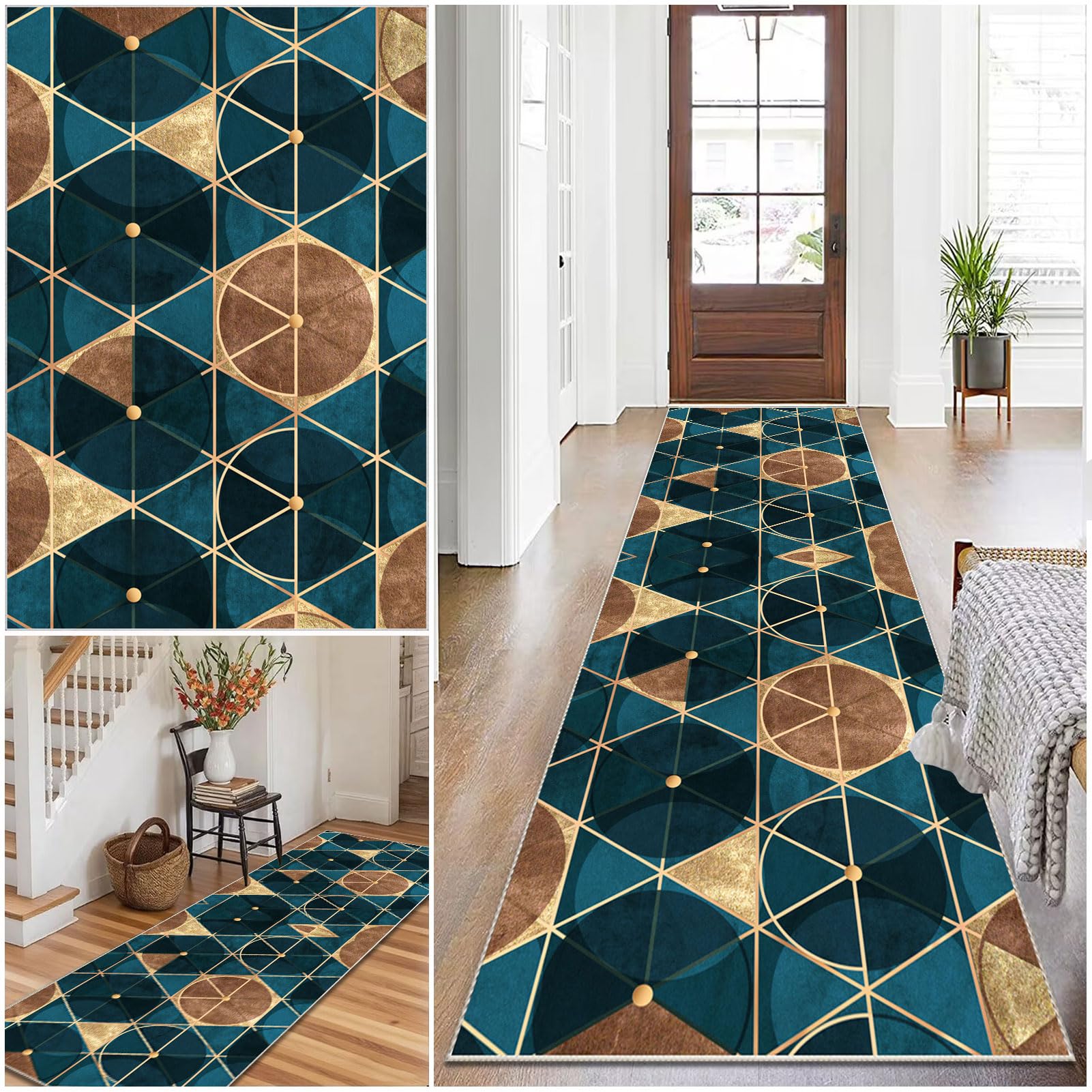 Carpet Runner for hallways Kitchen Runners Non Slip Washable Hallway Runner Long Hall Runner Kitchen Mats Rug Runners for Hallways Bedside Rugs for Bedrooms Entrance Laundry Bedroom 110 x 250 cm — image 1