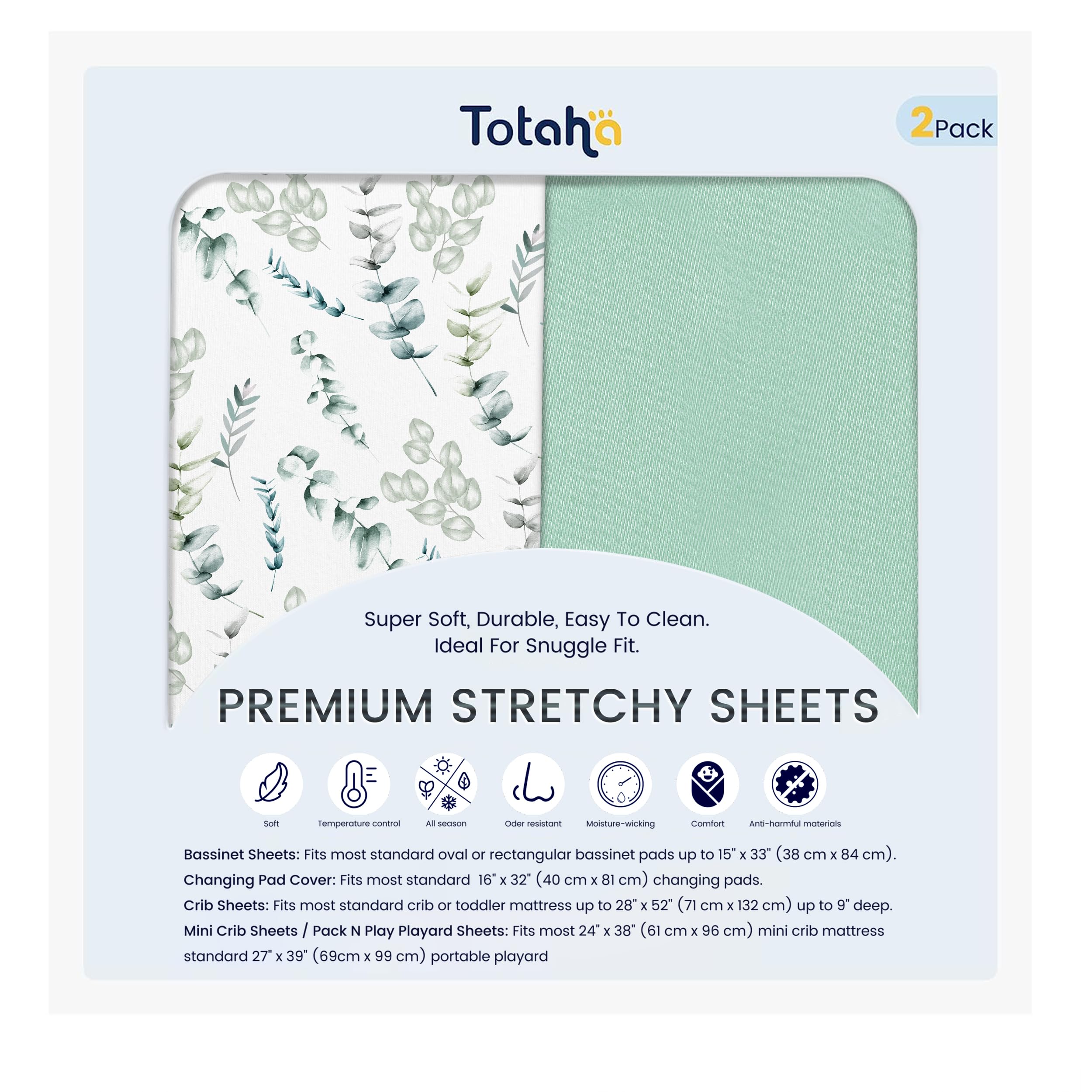 TotAha Botanical Bassinet Sheets Netural for Girls Boys, Premium Soft Boho Bassinet Mattress Sheets, Ultra Breathable Cradle Sheets Compatible with
