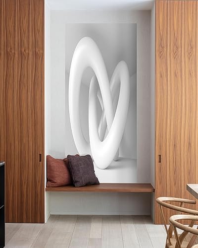 Miniatura 5 de FLFK Calcomanía para puerta, color blanco moderno, mural para despegar y pegar, tamaño combinado 36 x 80 pulgadas, dividido en 2 piezas