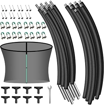 8PCS Trampoline Curved Pole and 14FT Trampoline Replacement Net Enclosure